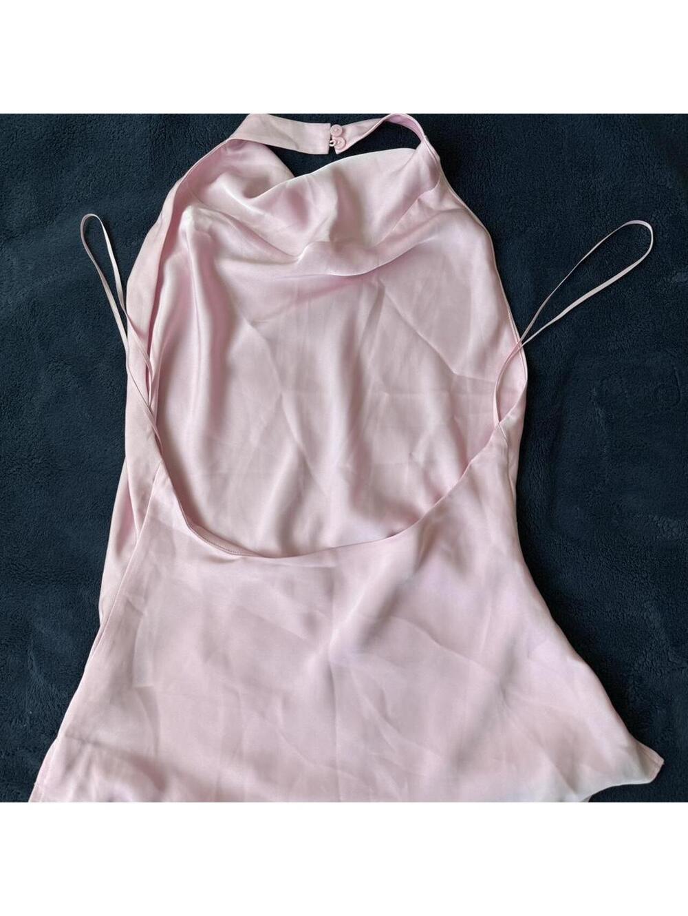 Aritzia Ten Audience Satin Halter Top | Milkshake Pink | Size 8